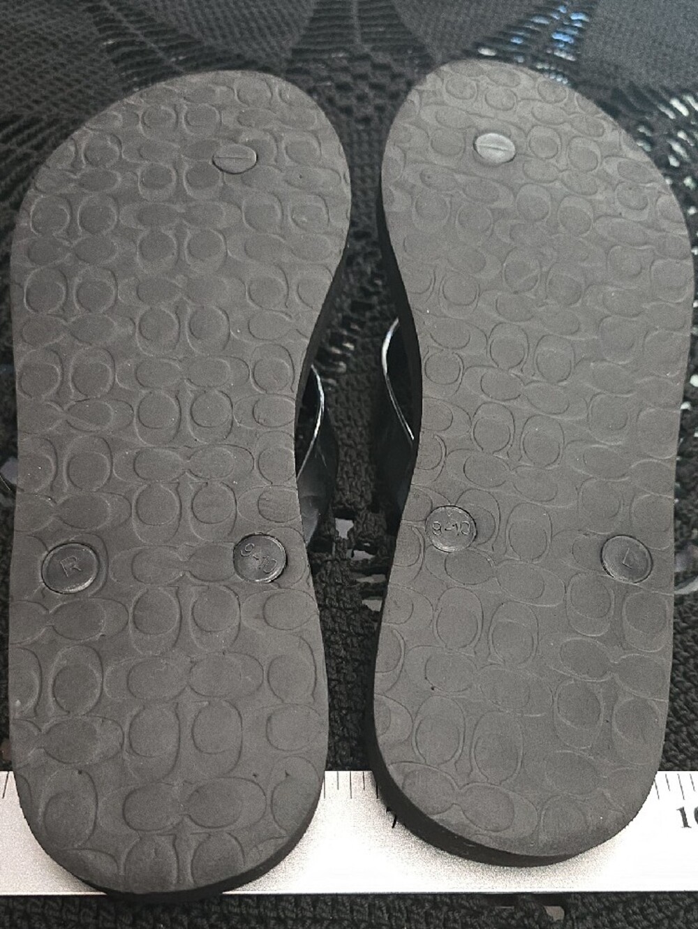 Like New Coach Black Logo-Embossed Thong Sandals - Picture 3 of 5